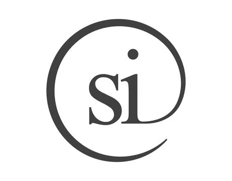 SI logo from two letter with circle shape email sign style. S and I round l.. 스톡 일러스트