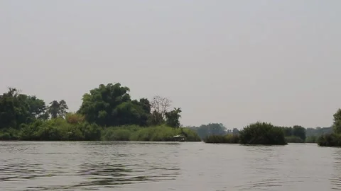 Si Phan Don Kekong River Champasak Laos Stock Footage 131071108