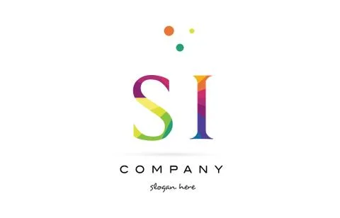 Si s i  creative rainbow colors alphabet letter logo icon Stock Illustration