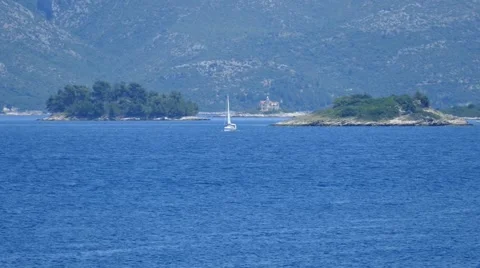 Sialboat Between two Islands Stock Footage 54903881
