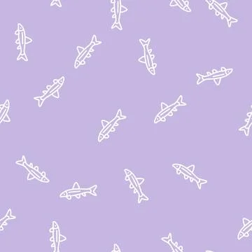 Siamese algae eater line seamless pattern Stockillustratie