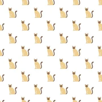 Siamese cat characters creating seamless pattern background Stock Illustration