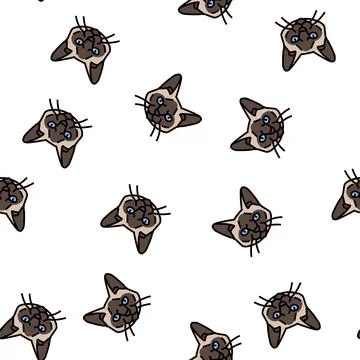 Siamese cat cute pet vector seamless pattern イラスト素材