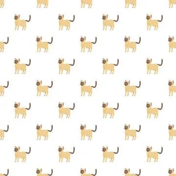Siamese cat kitten pattern on white background Illustrazione stock