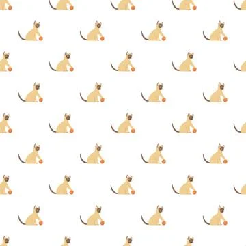 Siamese cat kitten playing with yarn ball seamless pattern Stock Illustration