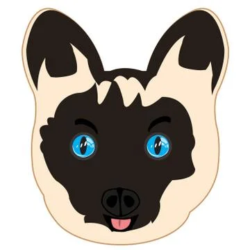 Siamese cat mug on white background is insulated Stock Illustration