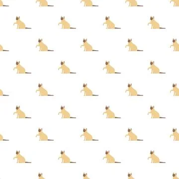 Siamese cat repeating pattern on white background Stock Illustration
