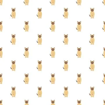 Siamese cats cartoon characters repeating in a pattern Stock Illustration