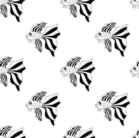 Siamese Fighting Fish Seamless on White Background Stock Illustration