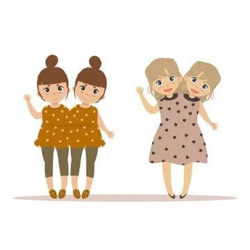 Siamese twins. Conjoined twins. Stock Illustration