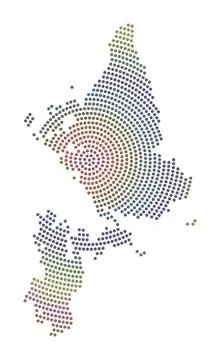 Siargao dotted map. Digital style shape of Siargao. Tech icon of the island.. Stock Illustration