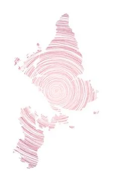 Siargao map filled with concentric circles. Sketch style circles in shape o.. Illustrazione stock
