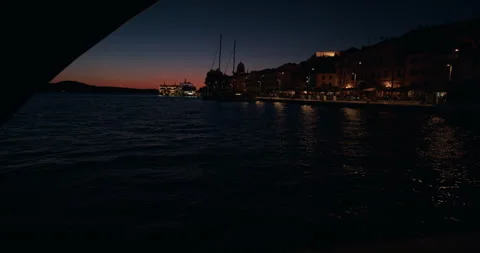 Sibenik Waterfront at Night Video stock 336604371