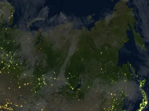 Siberia at night on planet Earth Stock Illustration