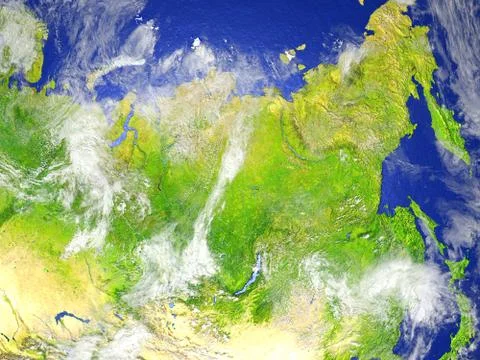 Siberia on realistic model of Earth Stock Illustration