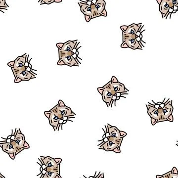 Siberian cat cute pet vector seamless pattern Stock Illustration