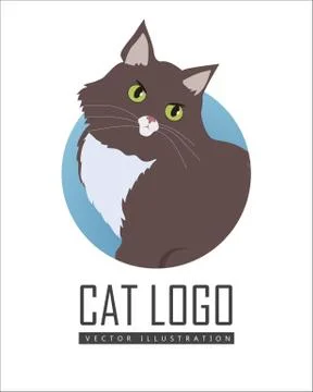 Siberian Cat Vector Flat Design Illustration 스톡 일러스트