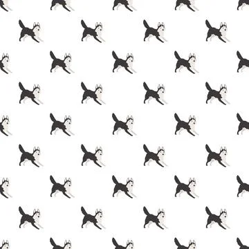Siberian husky dog seamless pattern repeating background Illustrazione stock