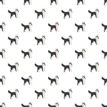 Siberian husky seamless pattern creating cute wallpaper Stock Illustration