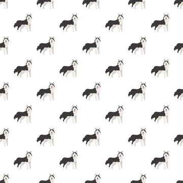 Siberian husky seamless repeating pattern background design 스톡 일러스트