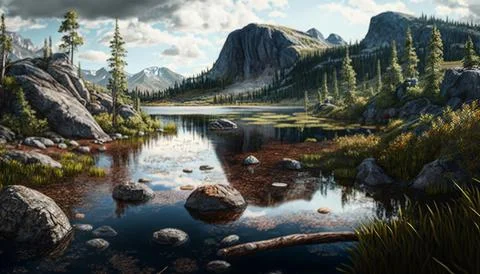 Siberian landscape Stock Illustration
