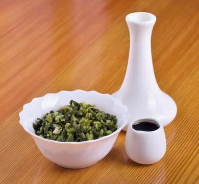 Siberian snack - pickled ramsons Stock Photos