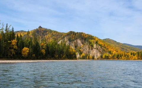 Siberian taiga fall Stock Photos