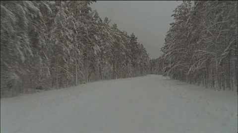 Siberian winter road driver point of view Stock Footage 2867694