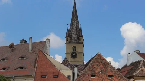 Sibiu, the clock Tower Stock Footage 98796270