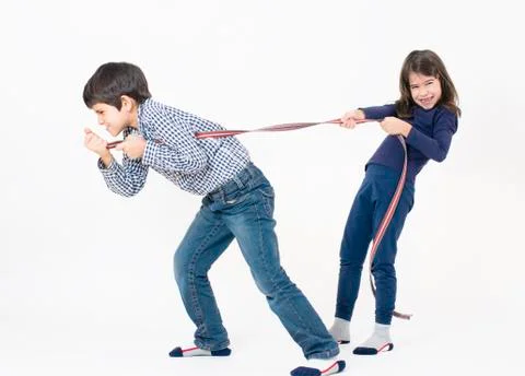 Siblings playing Foto stock