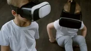 Siblings Playing Virtual Reality Game Stock Footage