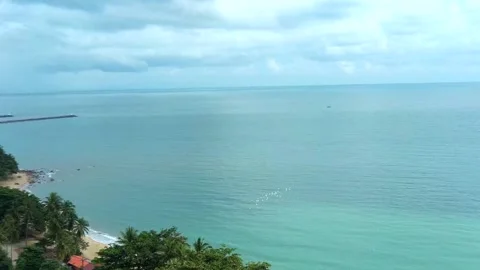 Sichon Beach view Drone bird and sea thailand Video stock 147558508
