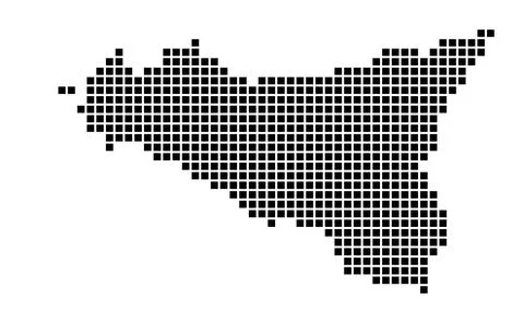 Sicilia map. Map of Sicilia in dotted style. Borders of the island filled w.. Illustrazione stock