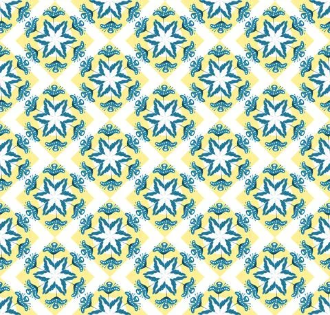 Sicilian Blue Ceramic tile pattern, repeating texture print, background. Vector Ilustración de archivo
