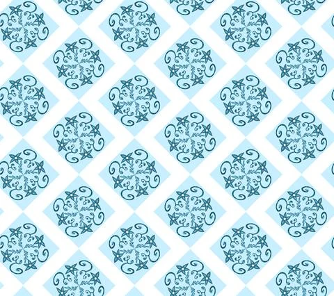 Sicilian Blue Ceramic tile pattern, repeating texture print, background. Vector Ilustración de archivo