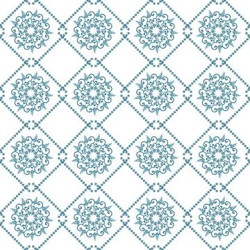 Sicilian Blue Ceramic tile pattern, repeating texture print, background. Vector Ilustración de archivo
