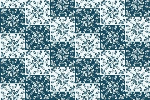 Sicilian Blue Ceramic tile pattern, repeating texture print, background. Vector Ilustración de archivo