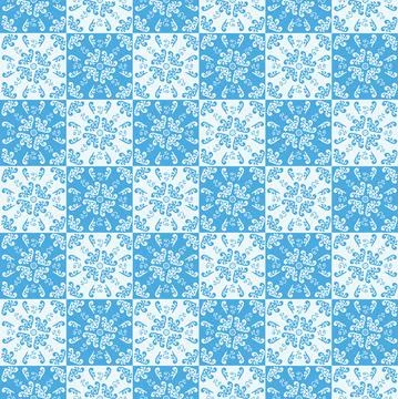 Sicilian Blue Ceramic tile pattern, repeating texture print, background. Vector Illustrazione stock