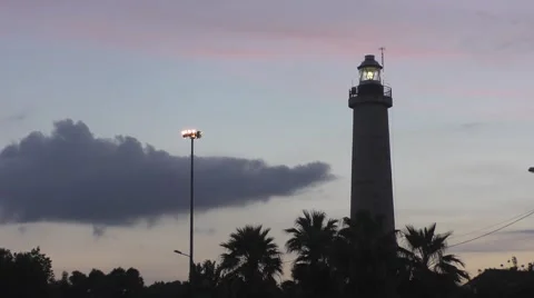 Sicilian lighthouse, Catania. Clouds. Video stock 57926376