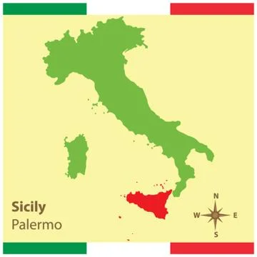 Sicily On Italy Map Stock Illustration