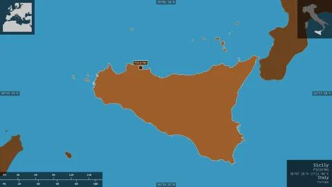 Sicily, Italy. Patterned solids with lakes and rivers 스톡 일러스트