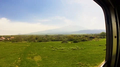 Sicily Mount Etna seen from the window. Stock-Footage 256226827