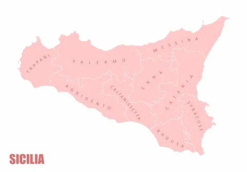 Sicily regions map Stock Illustration
