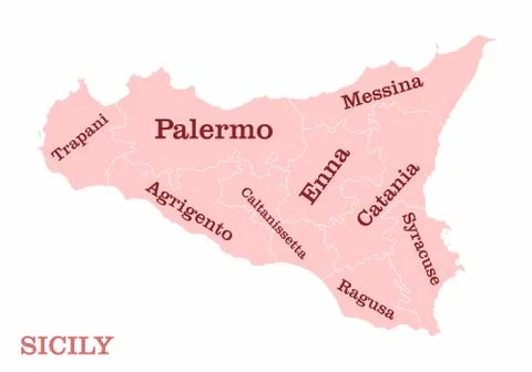 Sicily regions map Stock Illustration