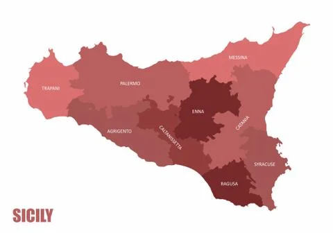 Sicily regions map Stock Illustration