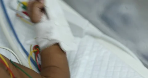 Sick-baby-hand-moving Stock Footage 118350894