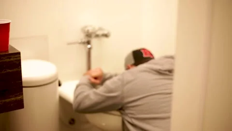 Sick in The Bathroom Panning Shot Stock Footage 206896053