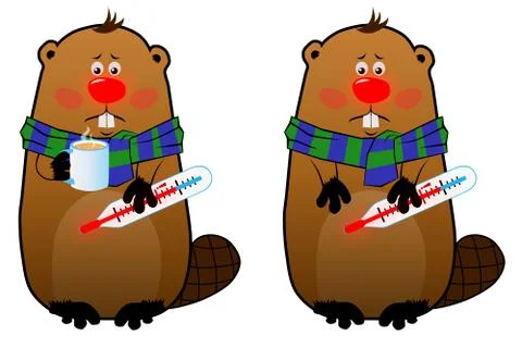Sick beaver Stock Illustration