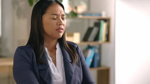 Sick business woman, sneeze and nose of flu in office for allergies, cold virus Stock Footage 235510583