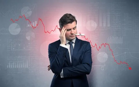Sick businessman with decreasing performance concept Stock Photos